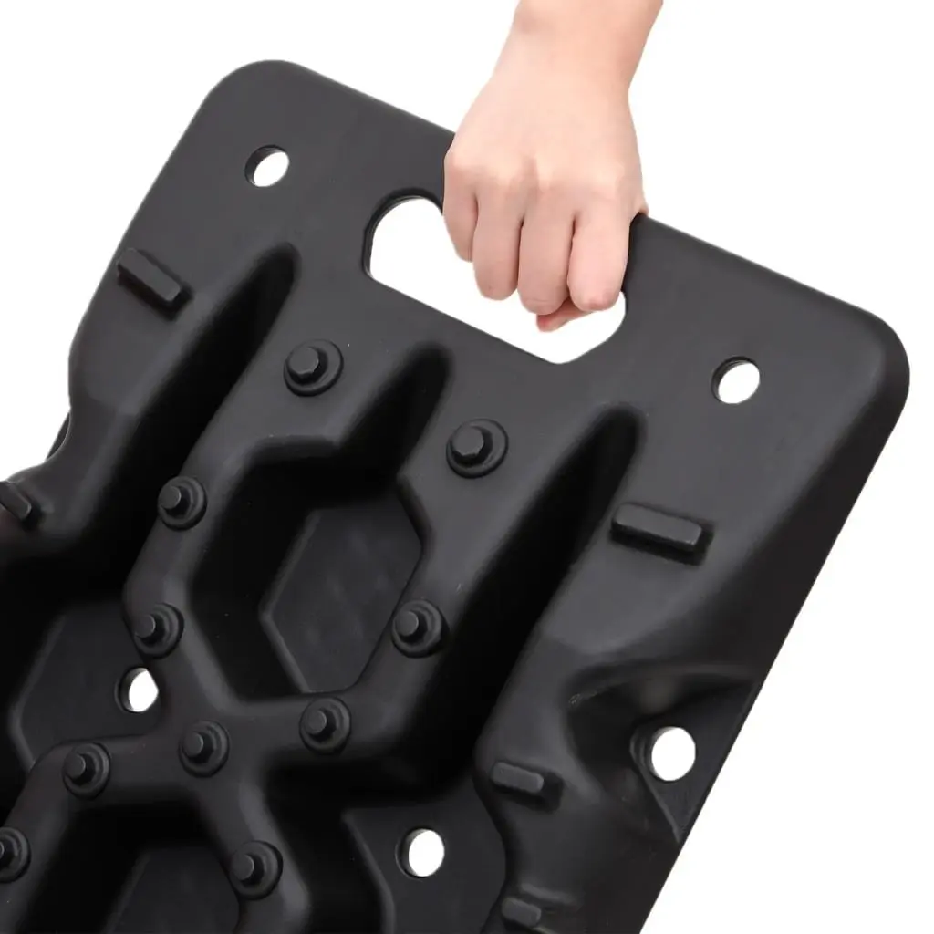 Traction Boards 2 pcs Black Recovery Tracks Off-Road Vehicle Wheel Grip Mat