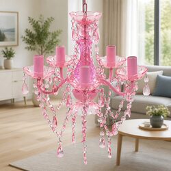 Practical Pink Ceiling Chandelier for Various Spaces