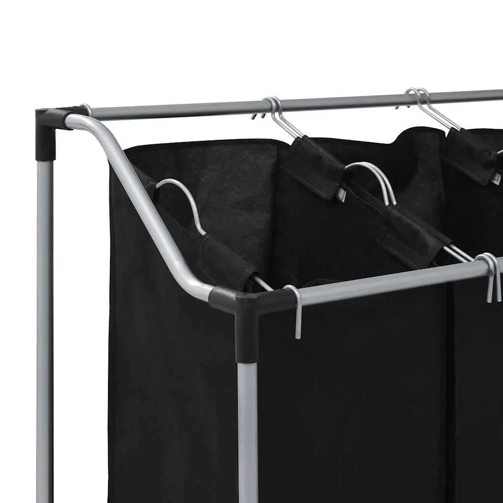 Laundry Sorter Steel Frame 4 Bags Trolley Cart Black Grey