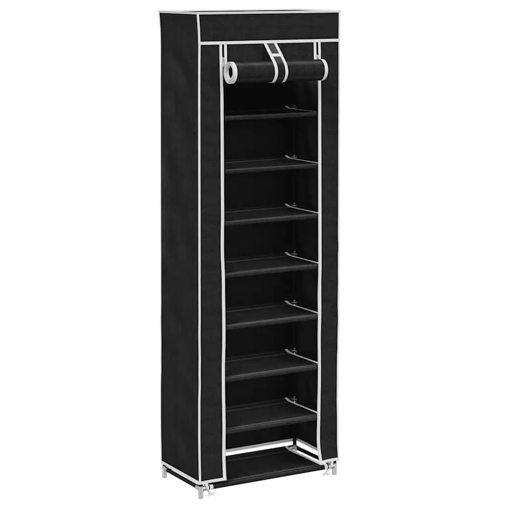 Shoe Cabinet Fabric 8 Tier Storage Organiser Black