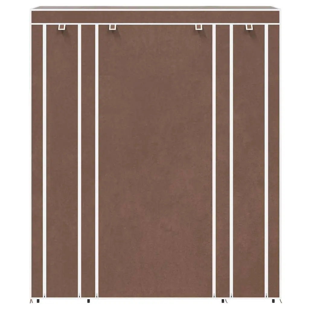 Portable Closet Brown Fabric Multiple Compartments and Hanging Rods 45x150x176cm
