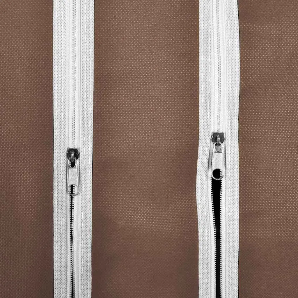 Portable Closet Brown Fabric Multiple Compartments and Hanging Rods 45x150x176cm