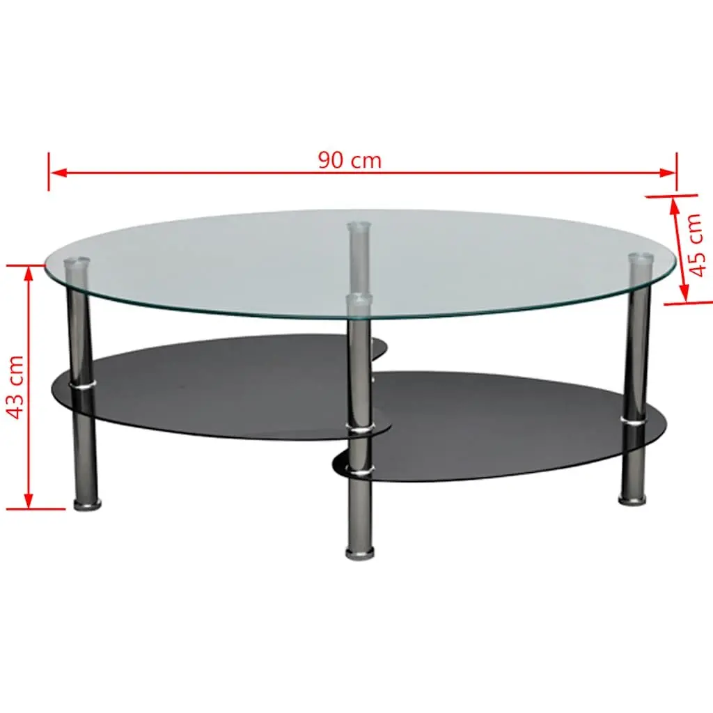 Coffee Table Solid Black 3-Layer Storage Living Room Accent Furniture