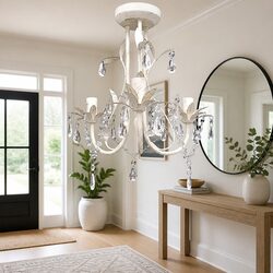 Versatile White Crystal Chandelier for Any Home Setting
