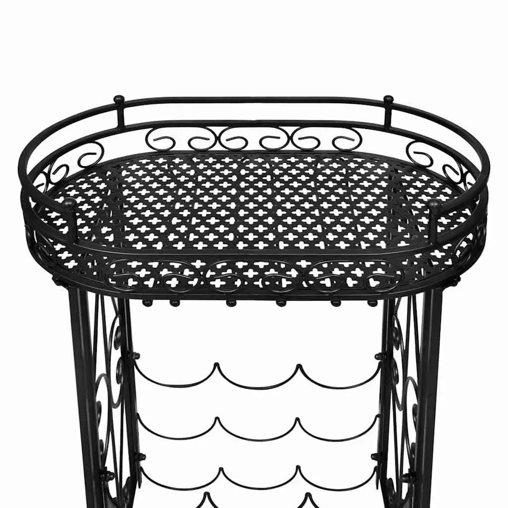 Wine Rack Metal Floor Standing 9 Bottles Black
