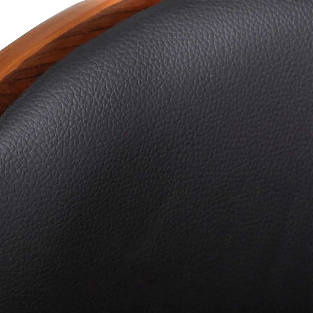 Bar Stool Bent Wood Frame Height Adjustable Black Faux Leather Padded Seat