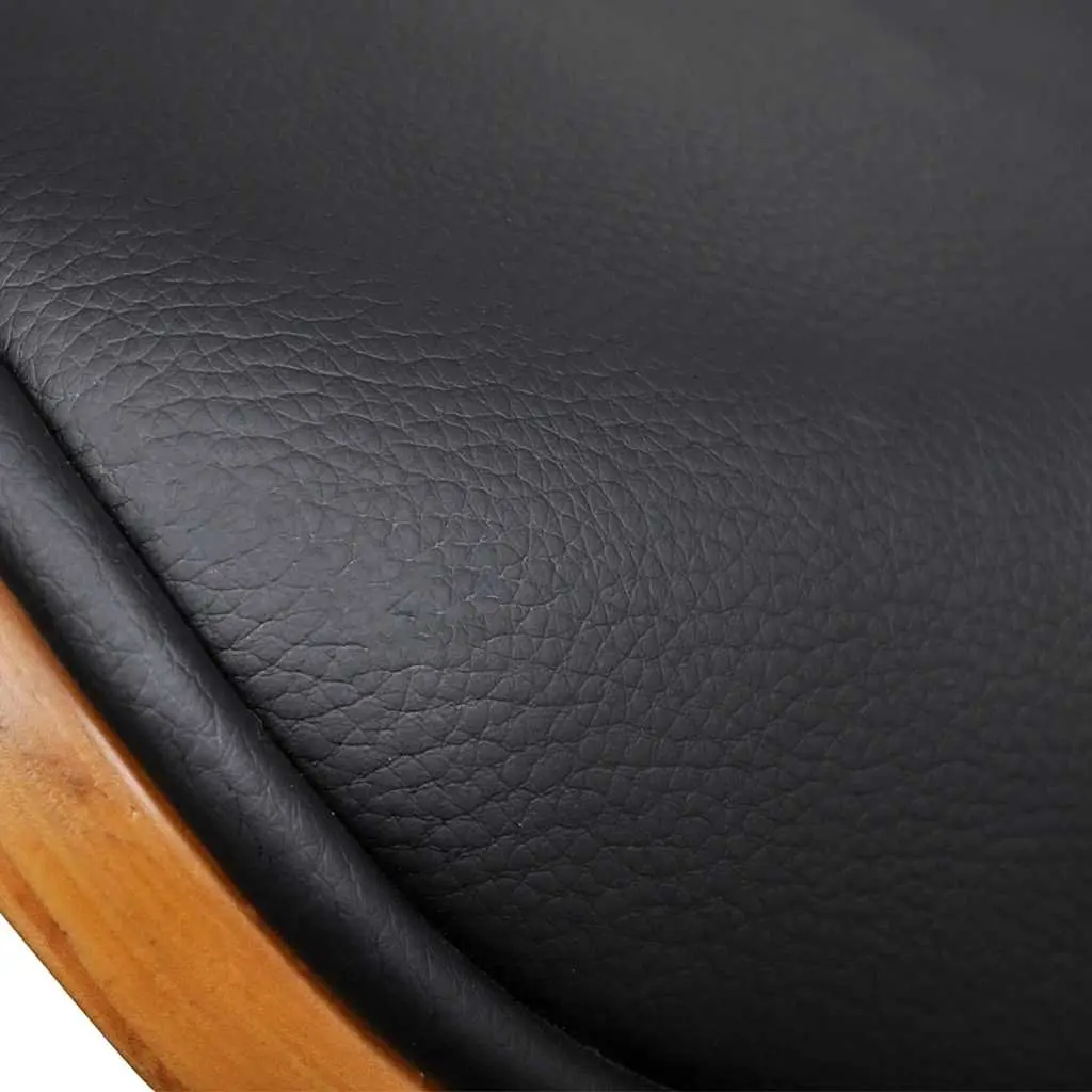 Faux Leather Dining Chairs Set of 2 Ergonomic Bent Wood Frame Black