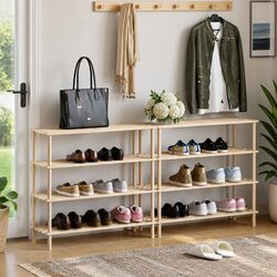 Wooden Shoe Rack 4-Tier Storage Organiser Entryway Hallway Footwear Display Unit
