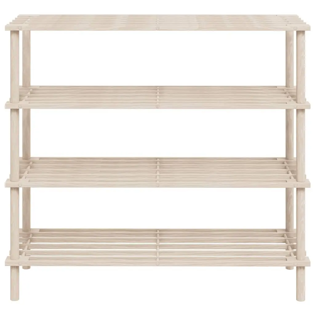 Wooden Shoe Rack 4-Tier Solid Fir Wood Beige Storage Organiser