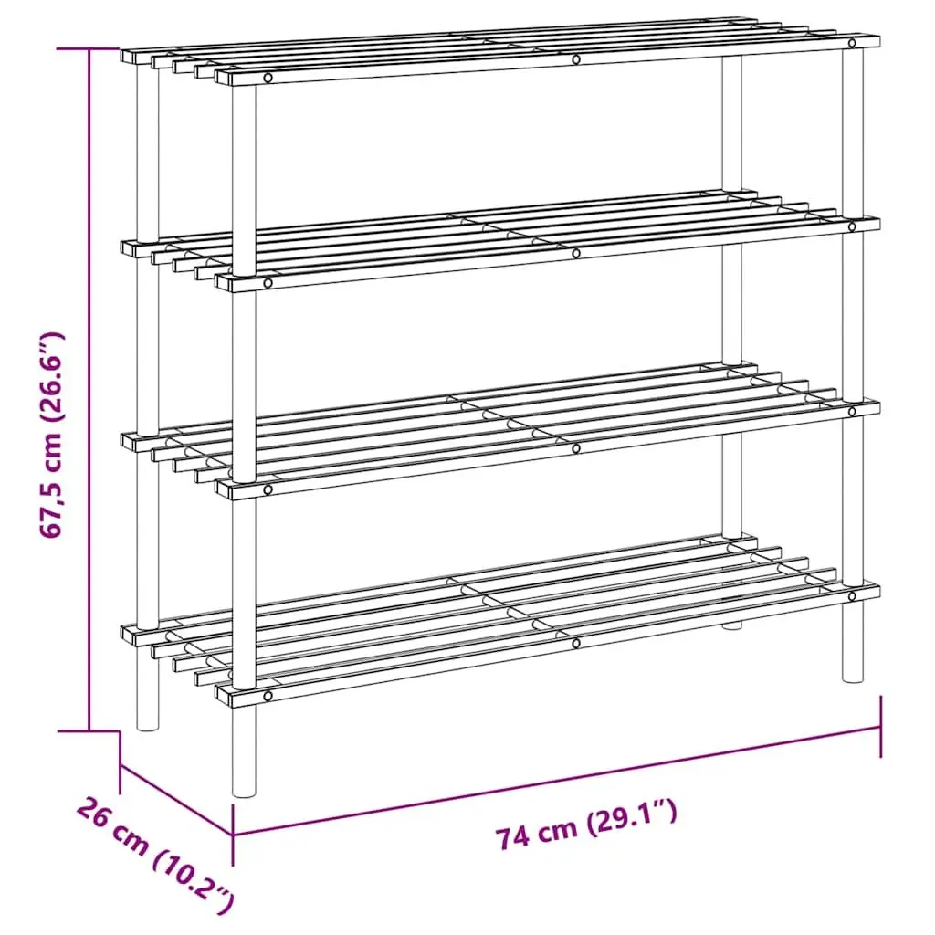 Wooden Shoe Rack 4-Tier Solid Fir Wood Beige Storage Organiser