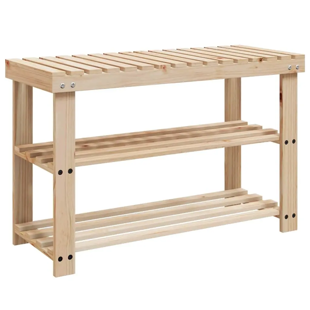 Shoe Rack with Bench Top Wooden Storage Organiser Entryway Seating Solid Wood