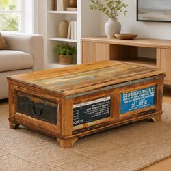 Reclaimed Wood Coffee Table with Practical Storage