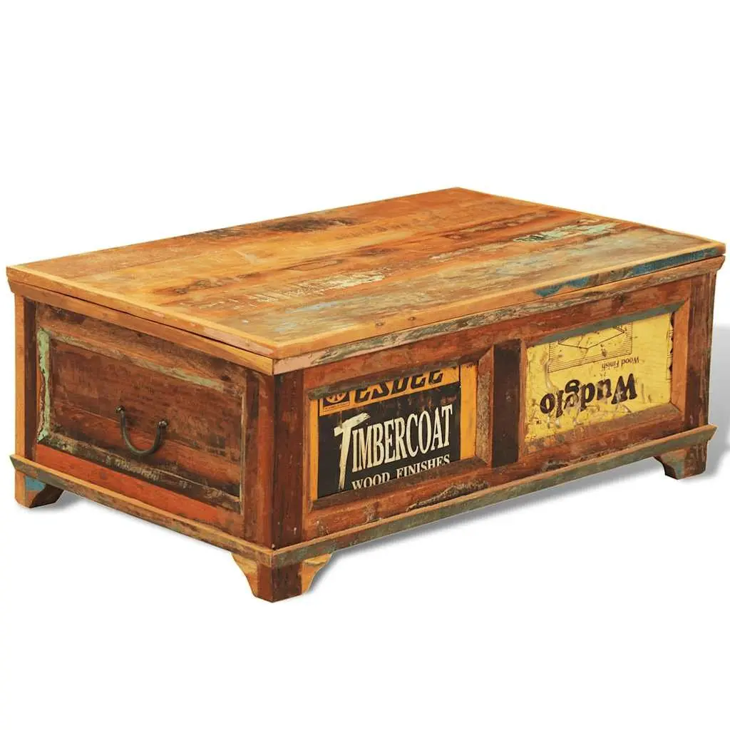 Coffee Table Reclaimed Wood Brown Vintage Antique Style