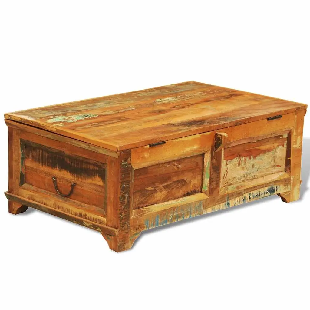 Coffee Table Reclaimed Wood Brown Vintage Antique Style