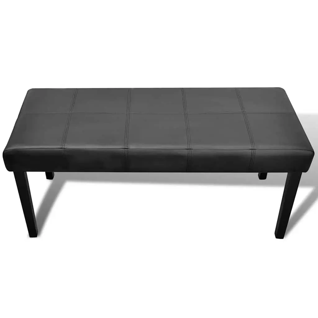 Black Storage Bench Wood Frame Upholstered Seating Artificial Leather Thick Padding