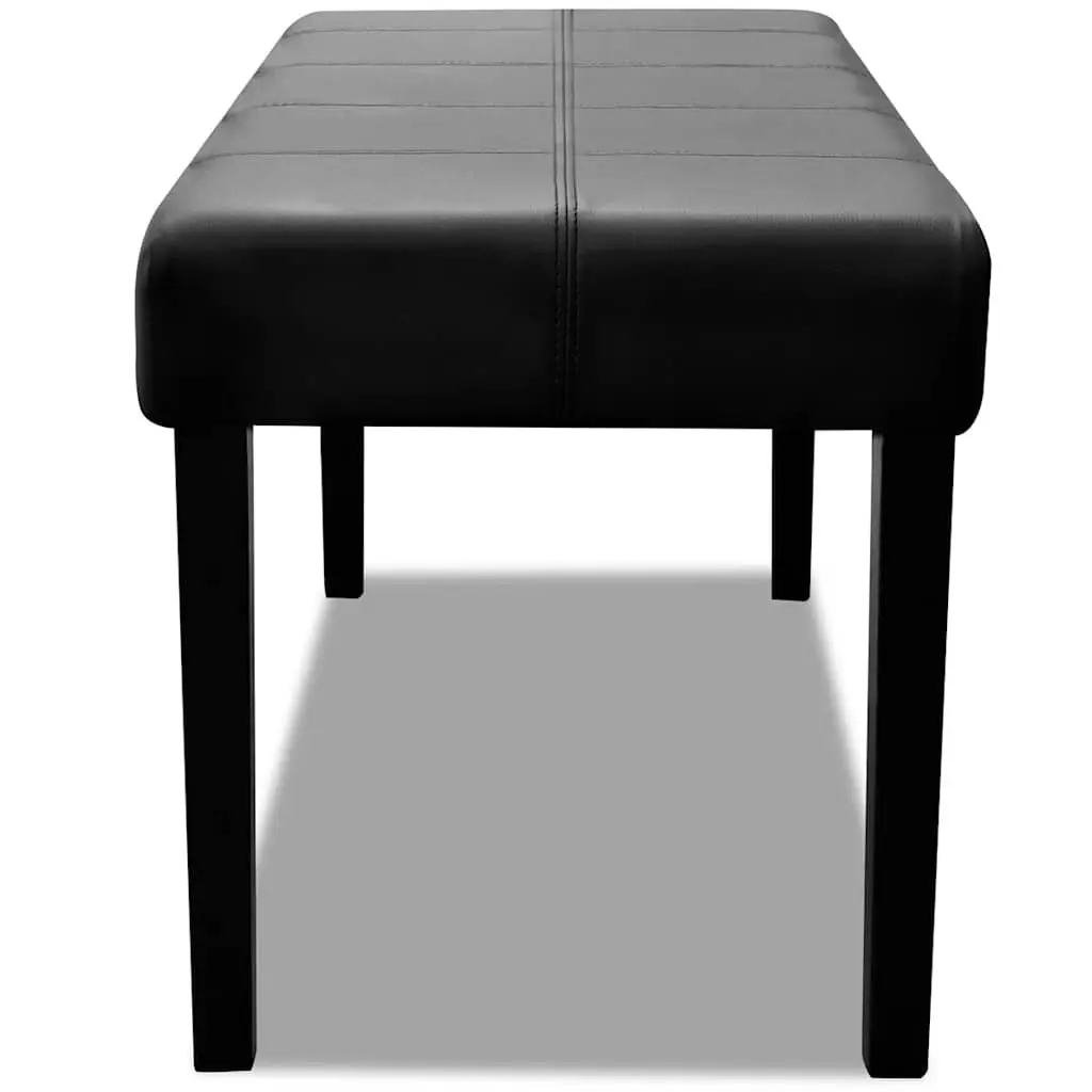 Black Storage Bench Wood Frame Upholstered Seating Artificial Leather Thick Padding