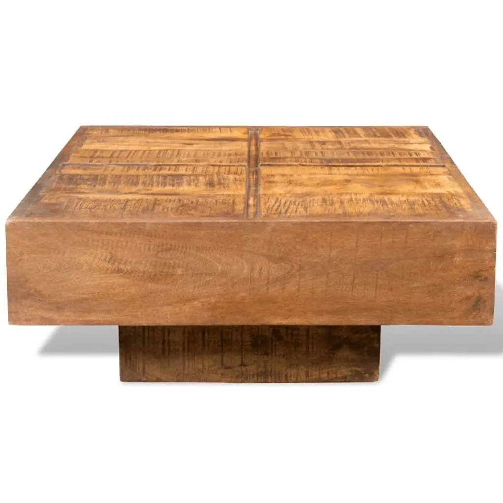 Square Coffee Table Solid Mango Wood Brown Antique Retro Style