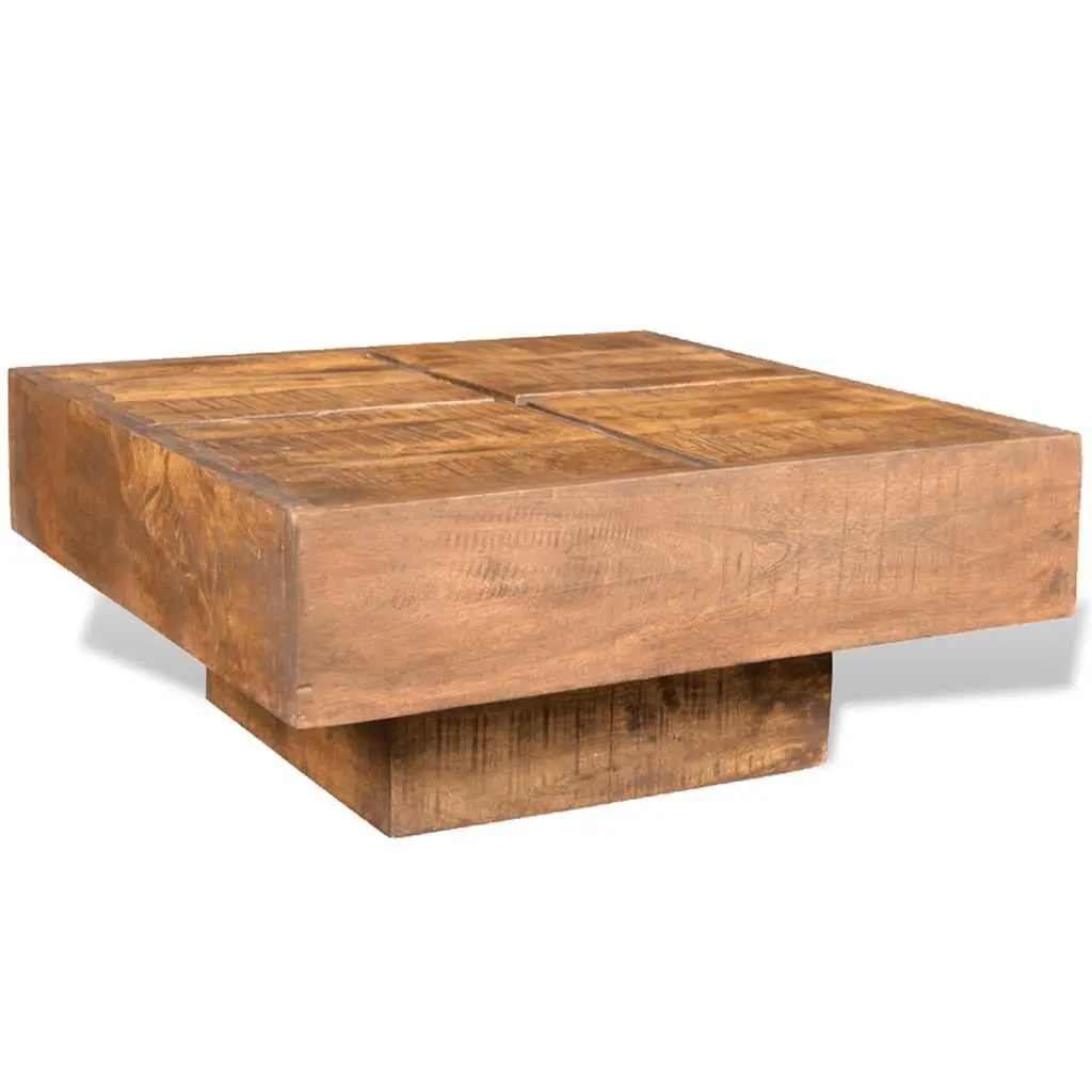 Square Coffee Table Solid Mango Wood Brown Antique Retro Style