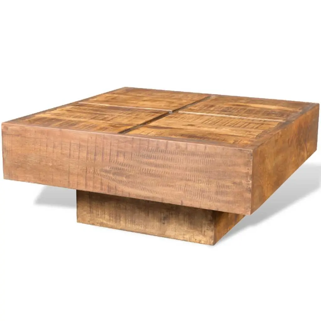 Square Coffee Table Solid Mango Wood Brown Antique Retro Style