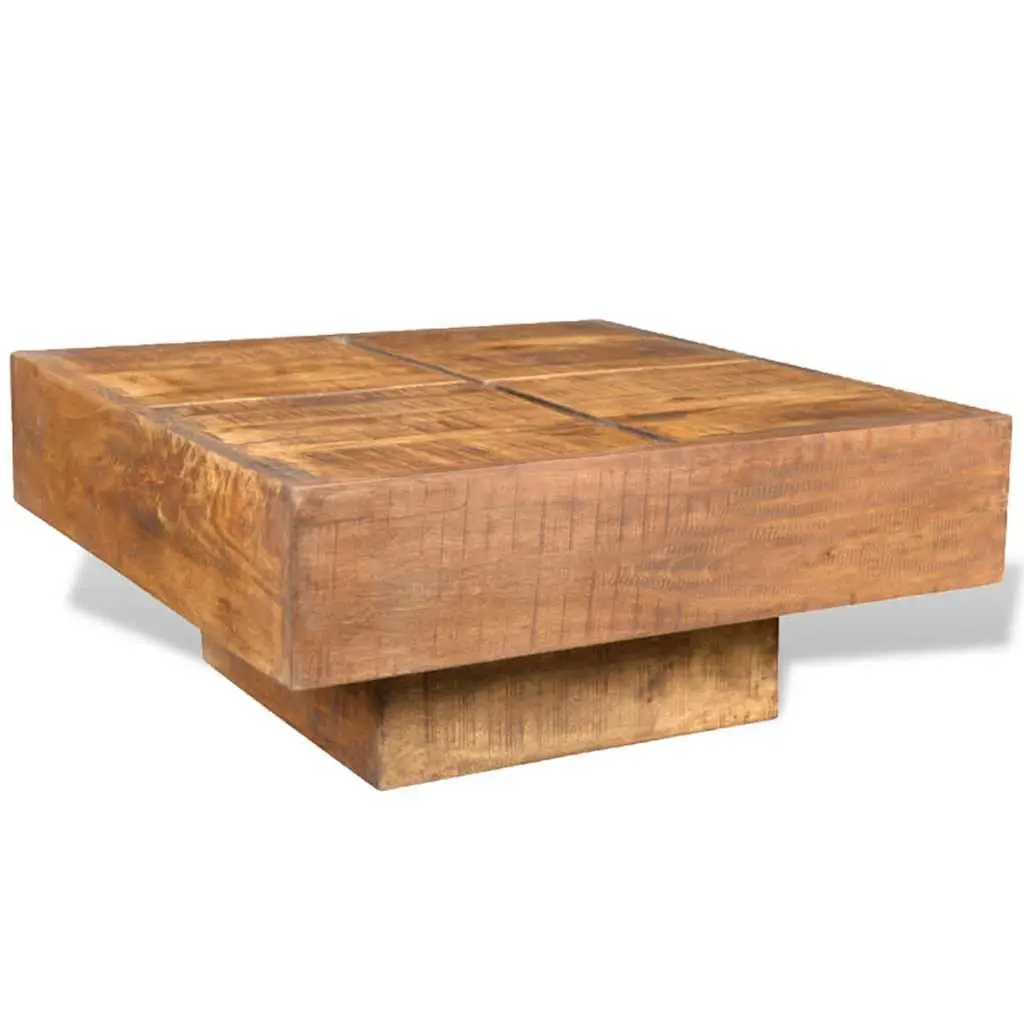 Square Coffee Table Solid Mango Wood Brown Antique Retro Style