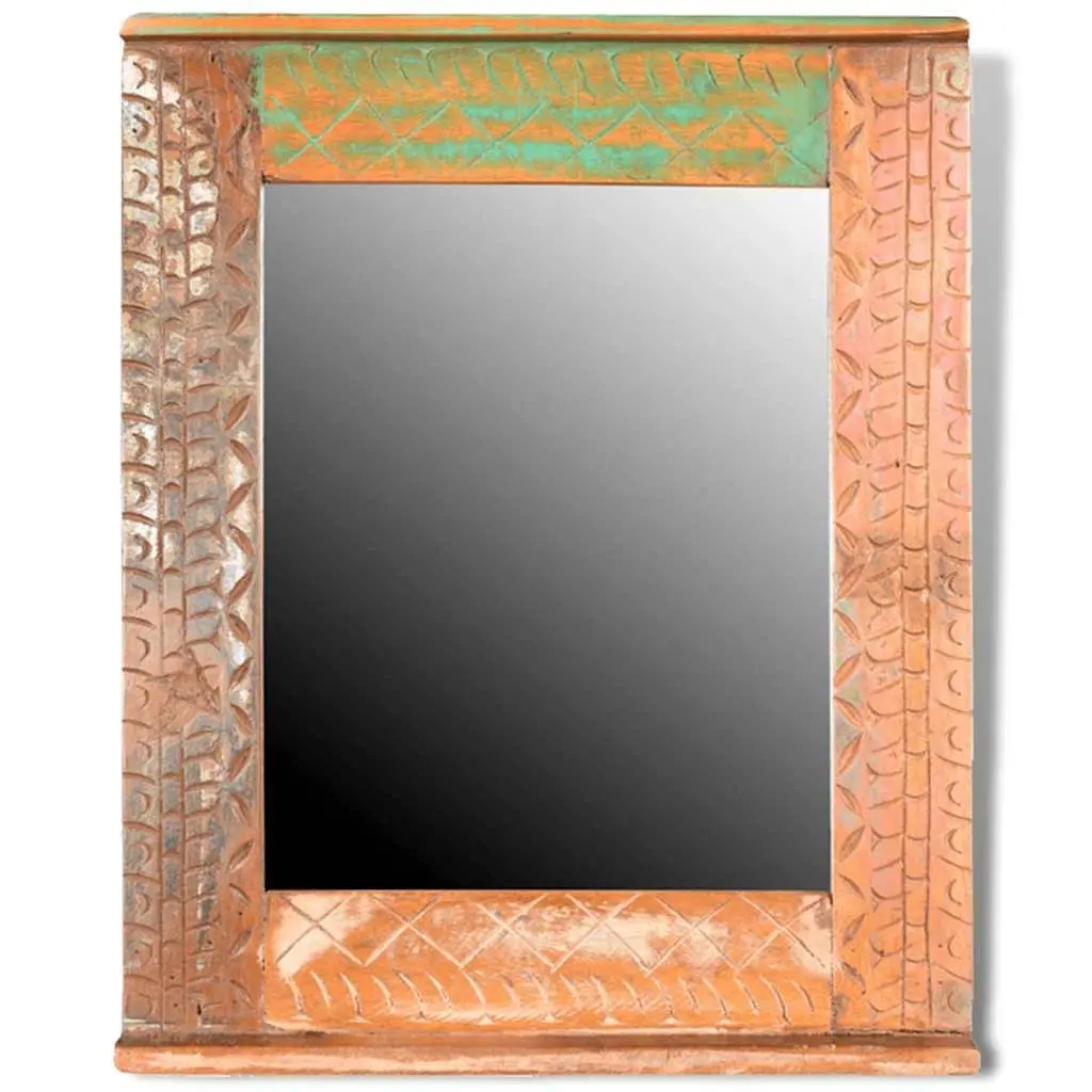 Reclaimed Wood Bathroom Vanity Cabinet Set with Mirror Antique Style 60cm Multicolour