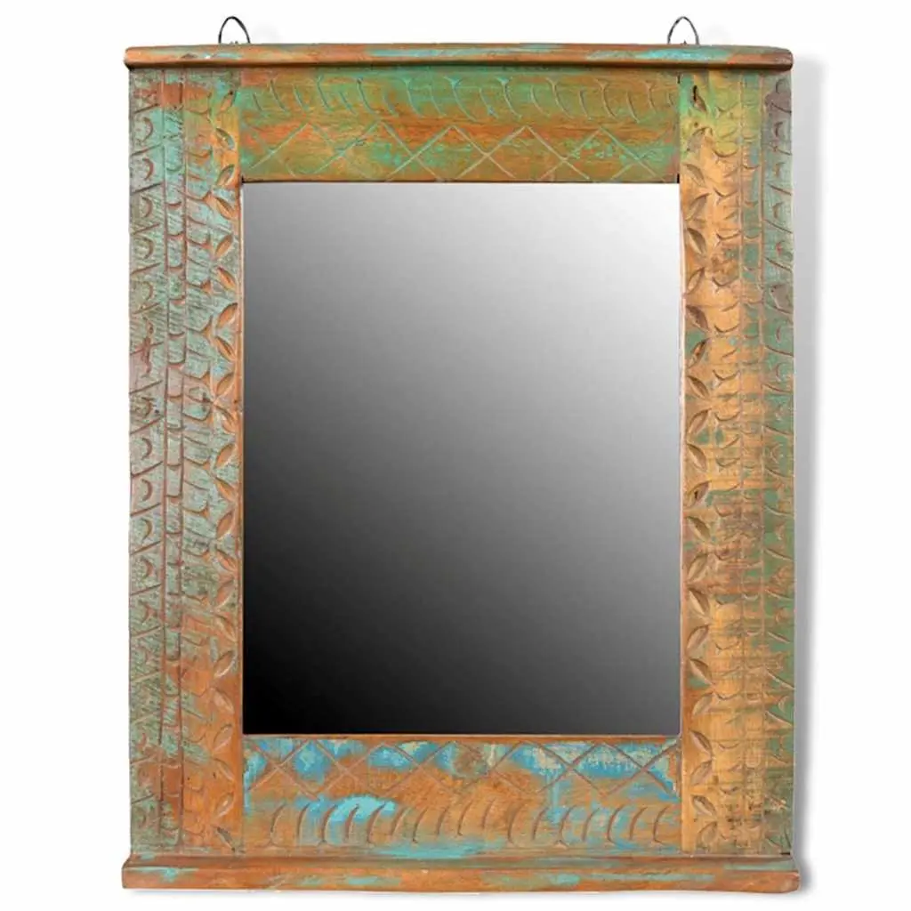 Reclaimed Wood Bathroom Vanity Cabinet Set with Mirror Antique Style 60cm Multicolour