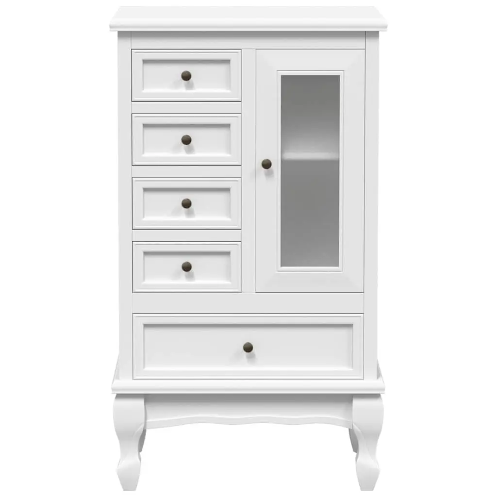 Chest of Drawers MDF Pinewood 5 Drawer Cabinet Storage Unit 2 Shelves White