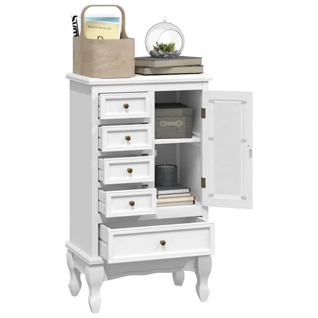 Chest of Drawers MDF Pinewood 5 Drawer Cabinet Storage Unit 2 Shelves White