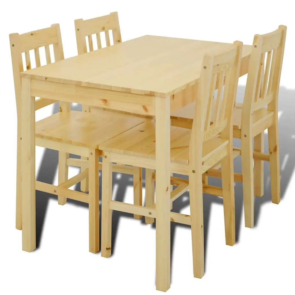Wooden Dining Table Set with 4 Chairs Brown Kitchen Dining Furniture Design