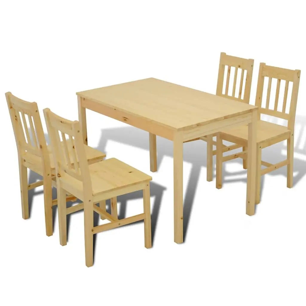 Wooden Dining Table Set with 4 Chairs Brown Kitchen Dining Furniture Design