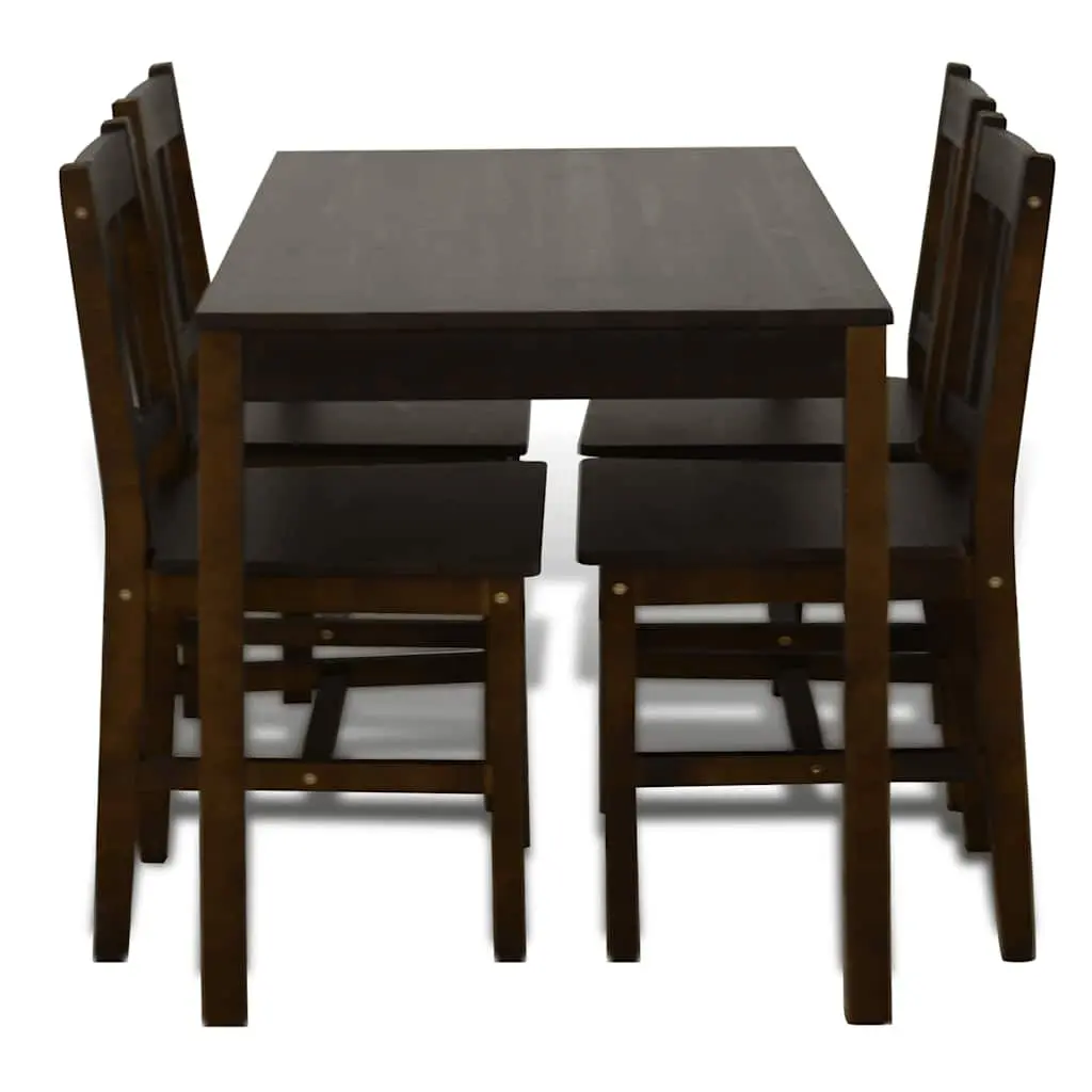 Wooden Dining Table Set with 4 Chairs Brown Kitchen Dining Furniture