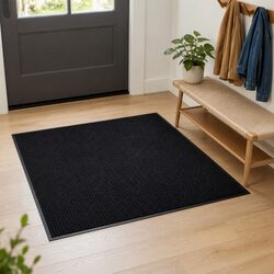 Versatile Black Door Mat 90 x 150 cm for Home Use