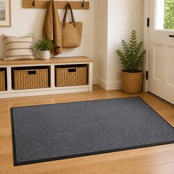 Practical Grey Door Mat 90 x 60 cm for Everyday Use