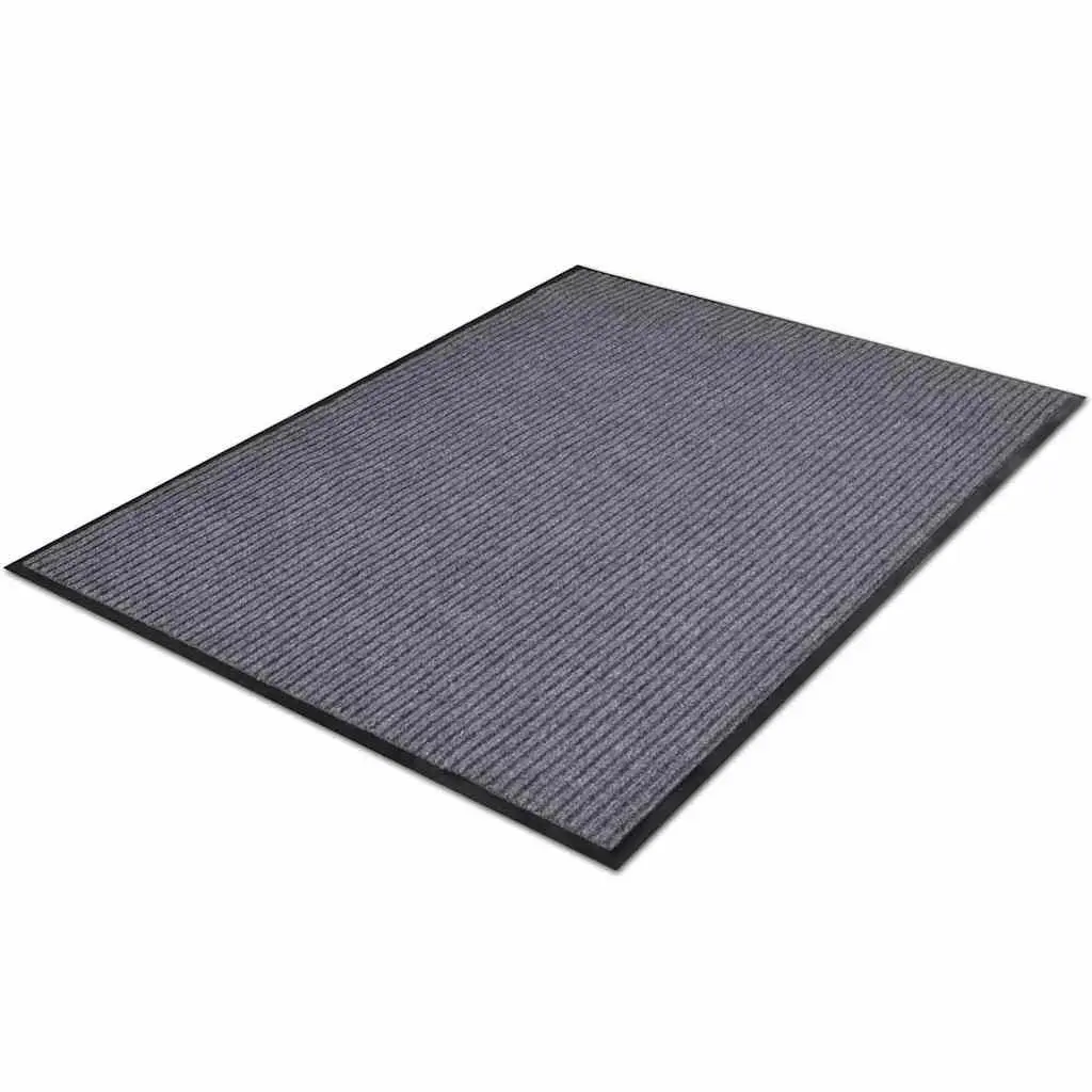 Grey Door Mat Non-Slip PVC Backing 90x60cm Easy Clean for Home Office Entry