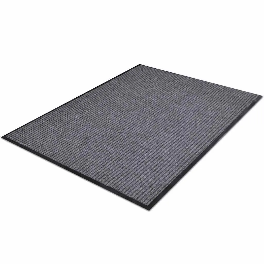 Door Mat Non-Slip PVC Backing 90 x 120 cm Grey Indoor Outdoor Entrance Flooring