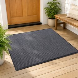 Functional Grey Door Mat 90 x 150 cm for Everyday Use