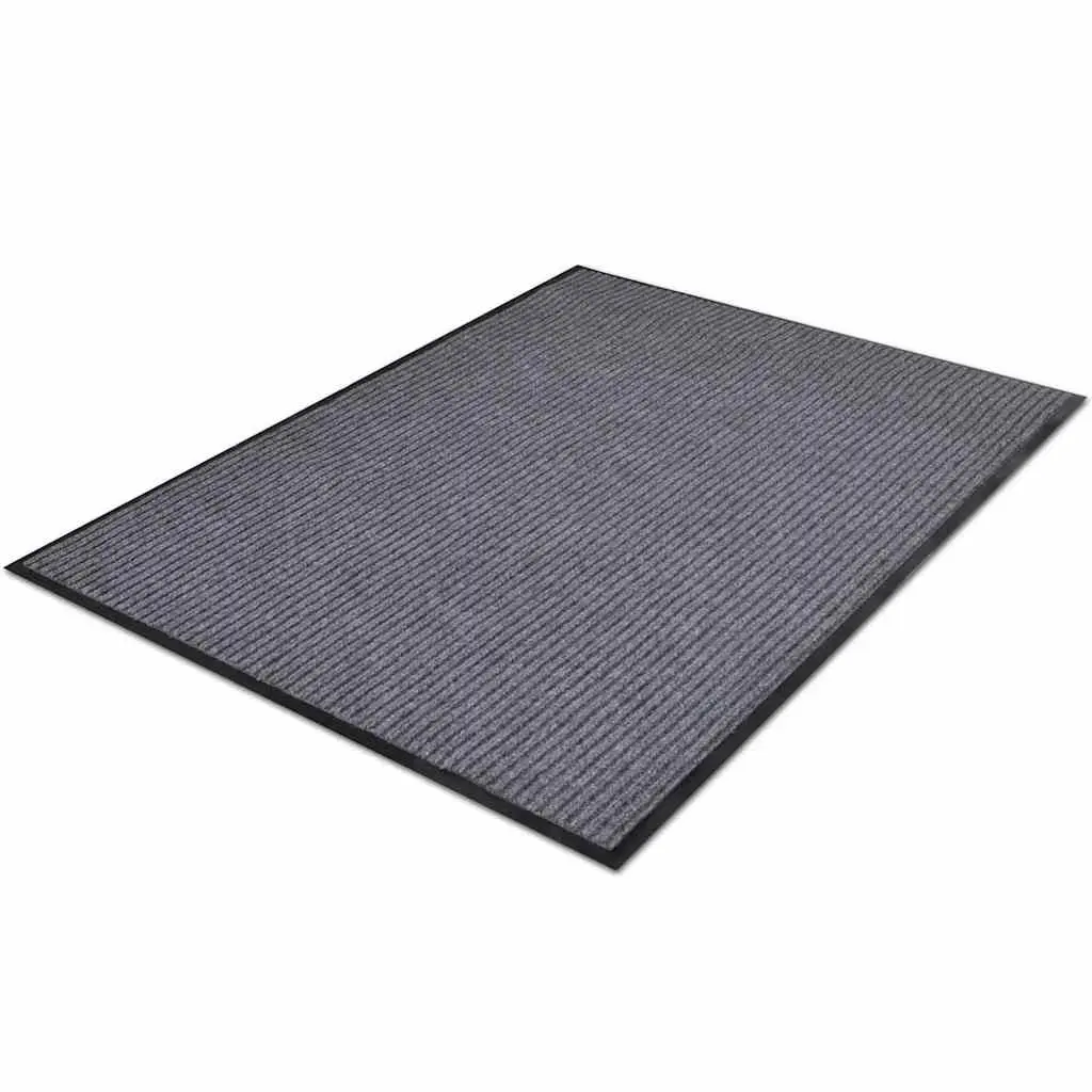 Grey Door Mat Non-Slip PVC Backing 90x150cm Indoor Outdoor Entrance Rug