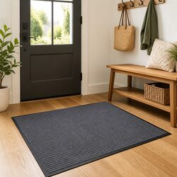 Door Mat Grey 120 x 180 cm Non-Slip PVC Backing Indoor Outdoor Entrance Hallway