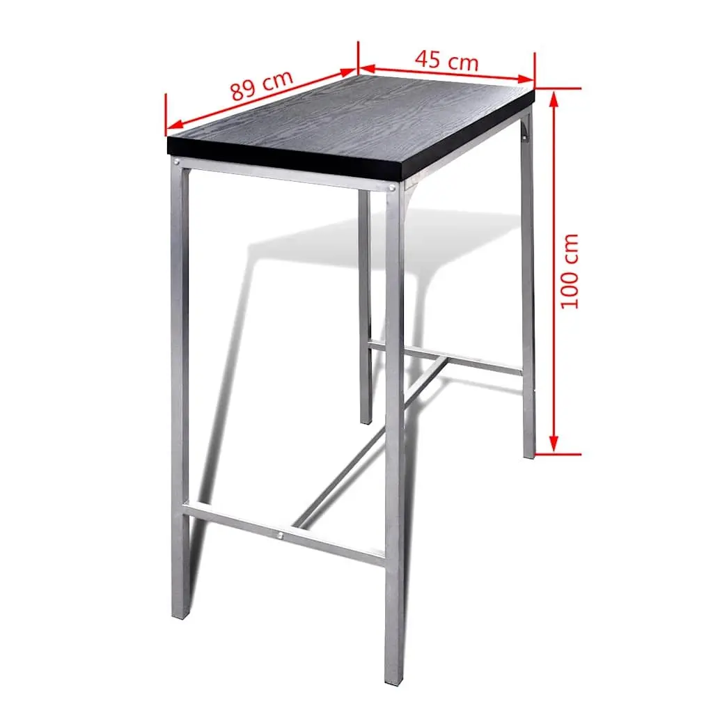Breakfast Bar Set Black Steel MDF Counter Height Table with 2 Stools