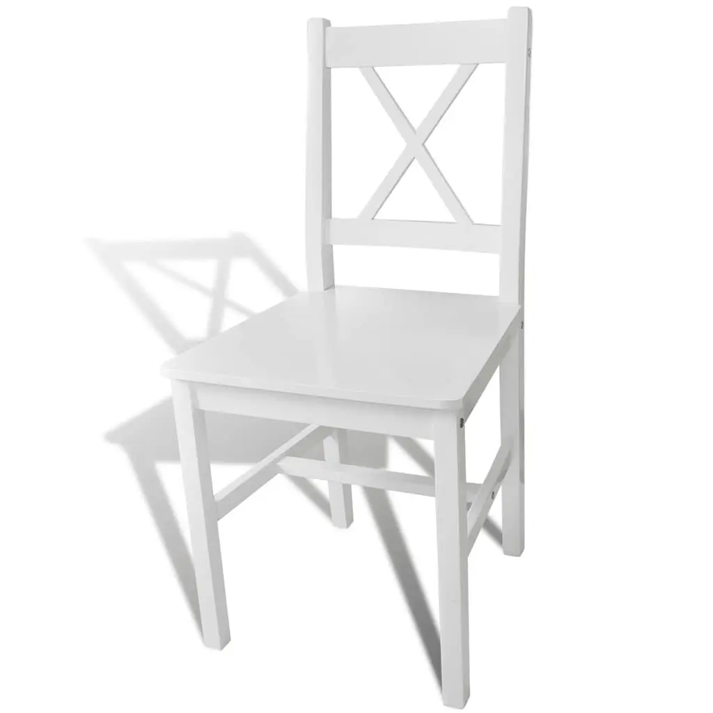 Dining Chairs Wooden White 2 Piece Set Kitchen Room Furniture