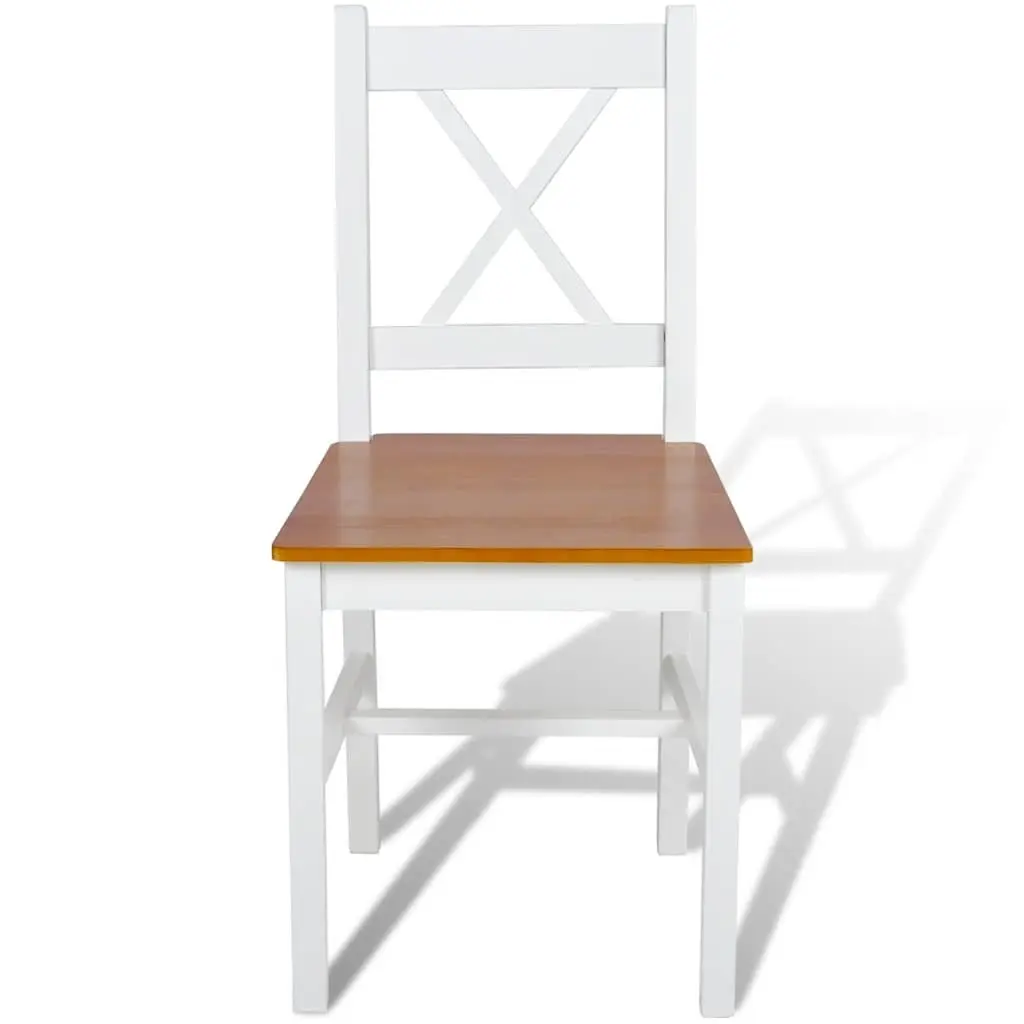 White Wooden Dining Chairs Set of 2 Ergonomic Comfort Kitchen Furniture