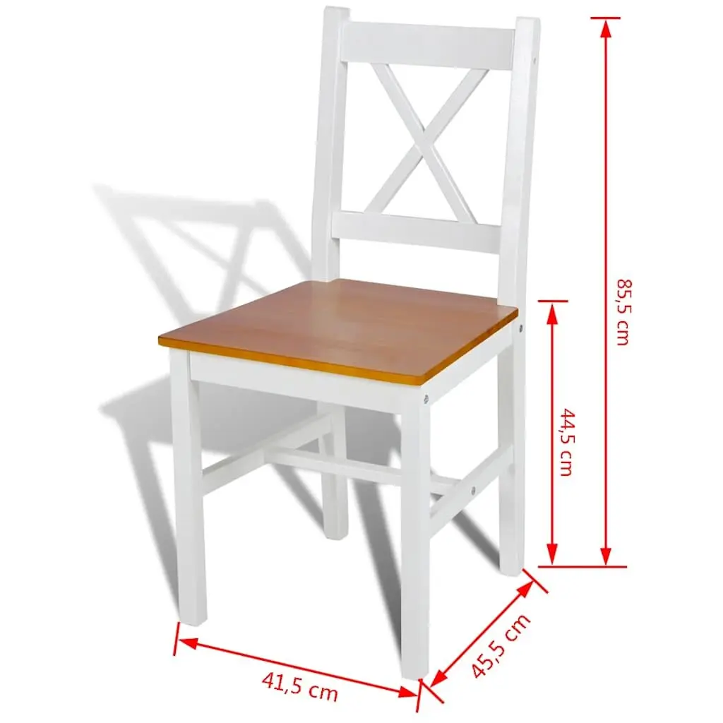White Wooden Dining Chairs Set of 2 Ergonomic Comfort Kitchen Furniture
