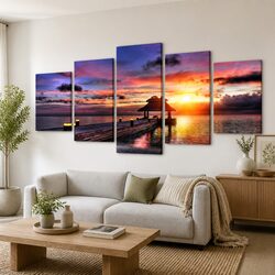 Versatile 5-Panel Canvas Print for Beach-Themed Decor