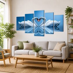Versatile 5-Panel Swan Canvas Art for Every Room