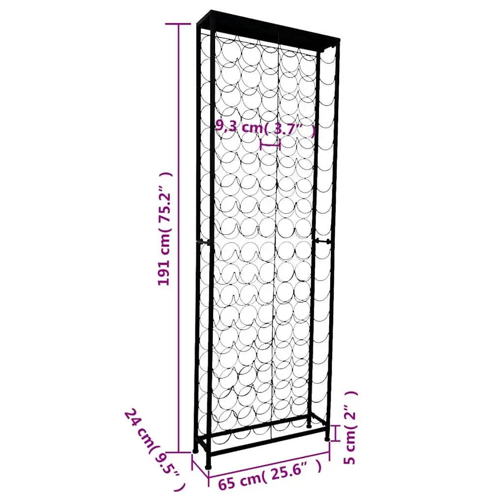 Wine Rack Wrought Iron Standing 108 Bottle Holder Black