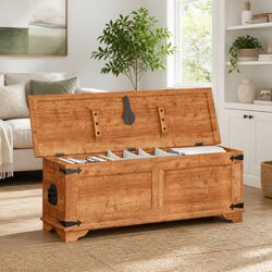Storage Chest Solid Wood Handmade Rough Mango Brown Cabinet Box Bedroom Living