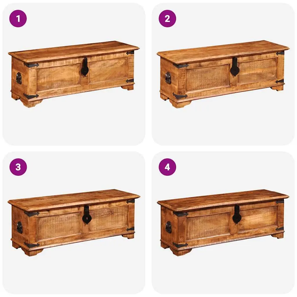 Handmade Storage Chest Solid Rough Mango Wood Brown Cabinet Living Bedroom