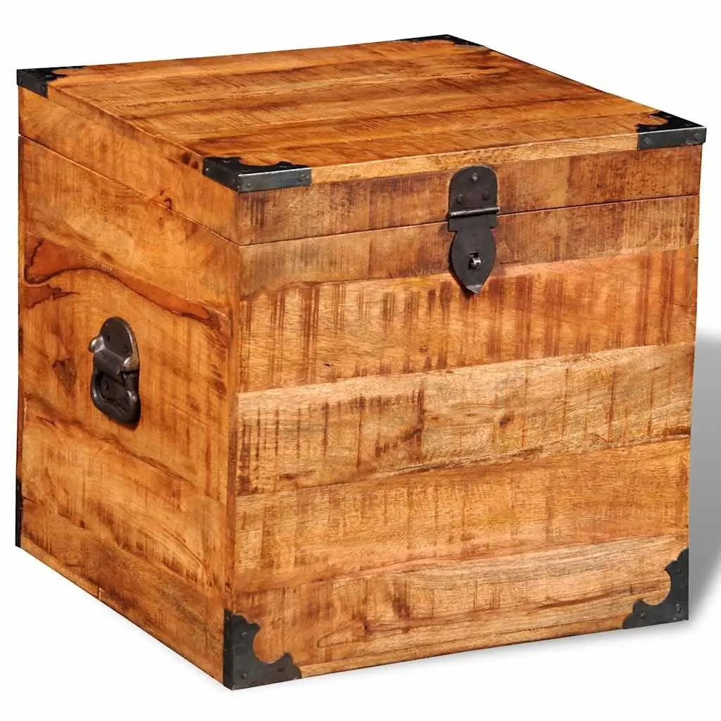 Cubic Storage Chest Handmade Solid Mango Wood Brown Bedroom Cabinet