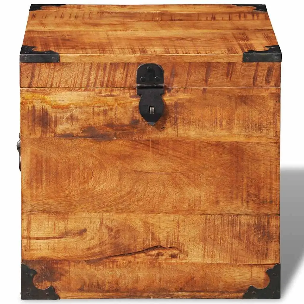 Cubic Storage Chest Handmade Solid Mango Wood Brown Bedroom Cabinet