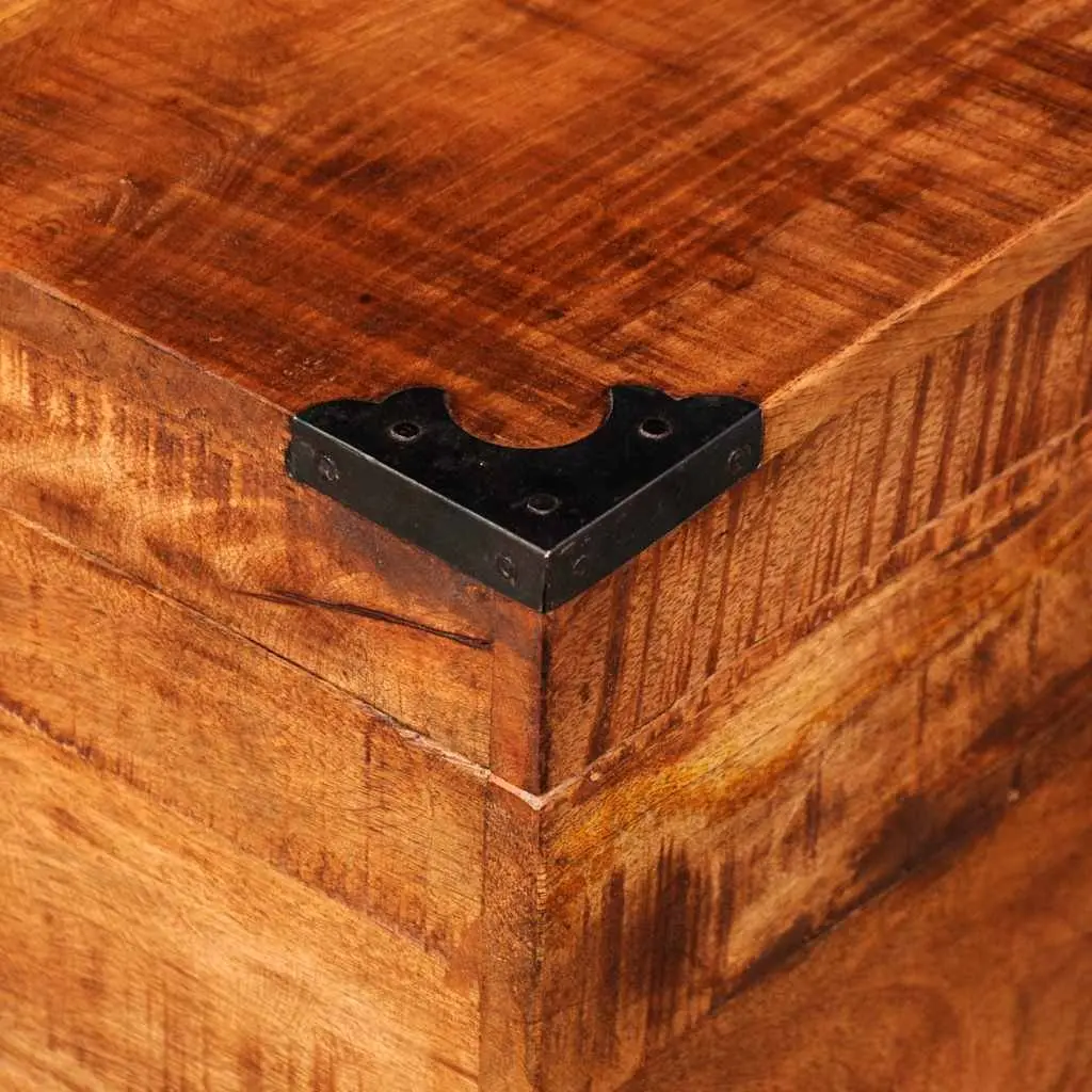 Cubic Storage Chest Handmade Solid Mango Wood Brown Bedroom Cabinet